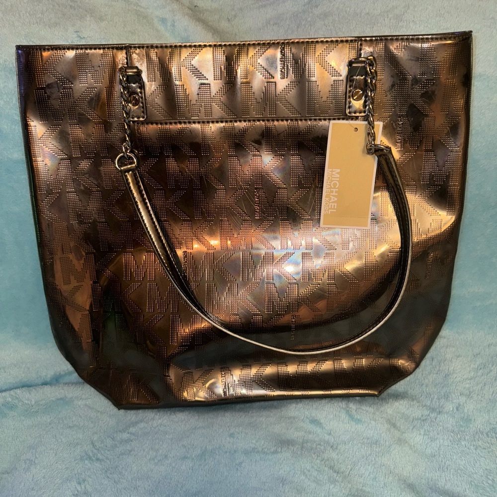 Michael Kors Jet Set Rose Gold Mirror Tote Bag